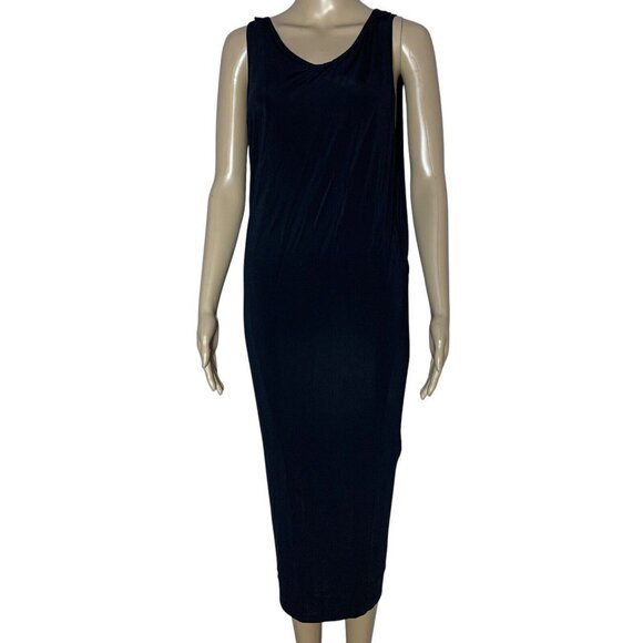 HELMUT LANG Black Midi Bodycon Dress Women’s Sz P Petite Tall - Picture 1 of 11